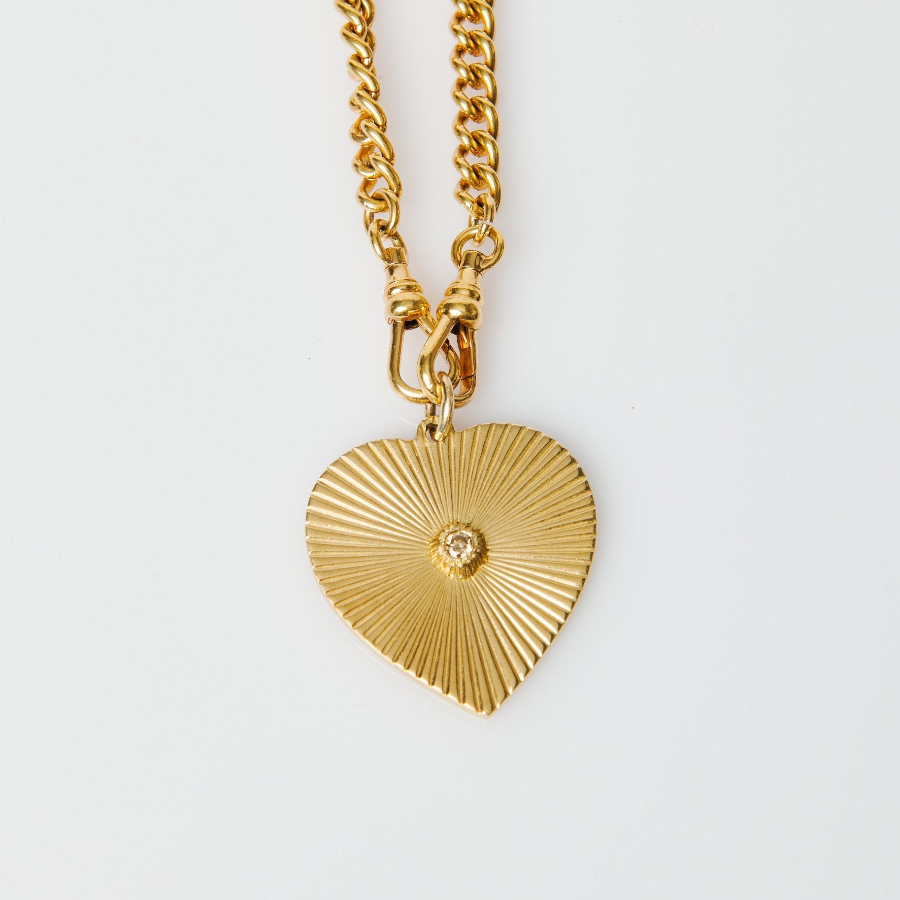 Fluted Heart Champagne Diamond Pendant